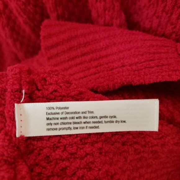 Lucky Brand Chenille Knit Red Sweater Size S / M Cardigan Cozy Open Front Y2K - Picture 8 of 8